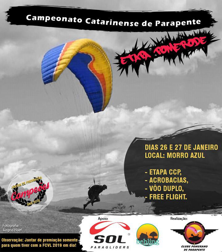 1ª Eetapa do Campeonato Catarinense de Parapente 2019 - Pomerode - SC