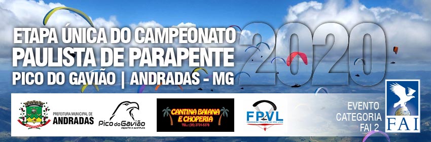Etapa única do Campeonato Paulista de Parapente 2020 - Andradas - SP